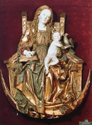 Madonna und Kind auf einem Halbmond thronend